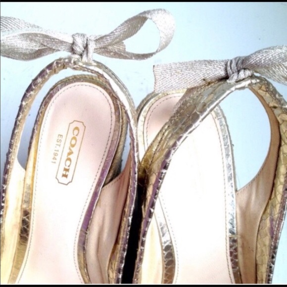 Coach Gold metallic Espadrilles wedge - Picture 3 of 5